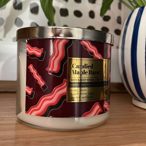 [ Bath & Body Works CANDIED MAPLE BACON 🥓 3 Wick Candle ] 14.5oz - Picture 3 of 5